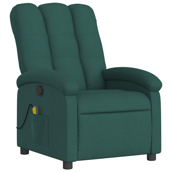 vidaXL Fauteuil de massage inclinable Vert foncé Tissu
