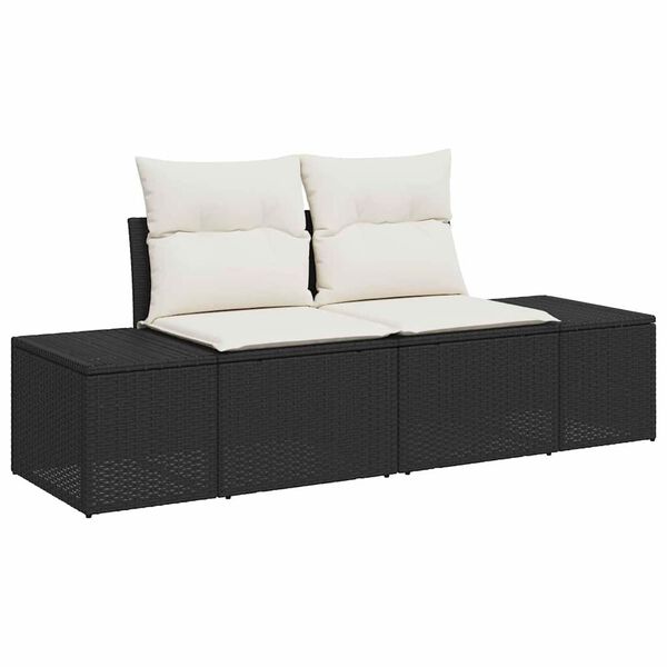 vidaXL Ensemble de canapé de jardin 9 pcs Noir et blanc