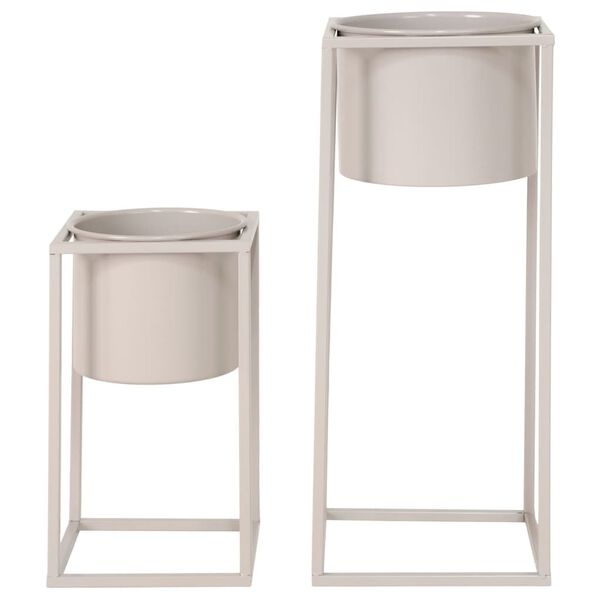 House Nordic Pots &agrave; fleurs 2 pcs Lena Beige gris