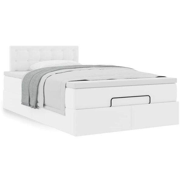 VidaXL Cadre de lit ottoman avec matelas blanc 120x200 cm similicuir