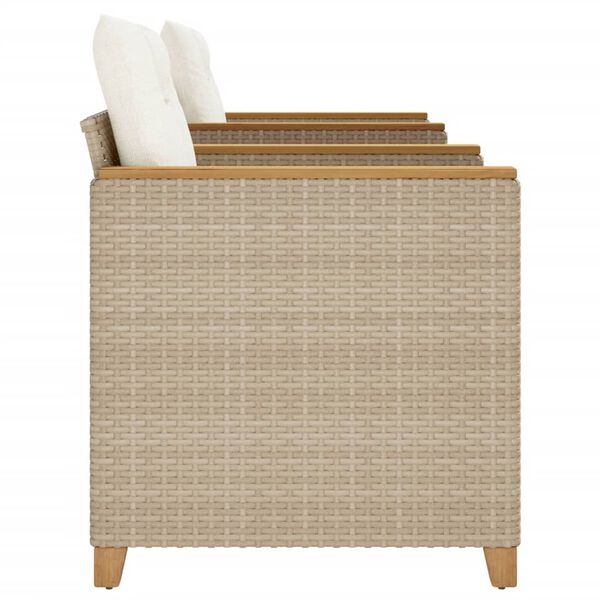 vidaXL Ensemble de bistro 3 pcs coussins beige r&eacute;sine tress&eacute;e acacia