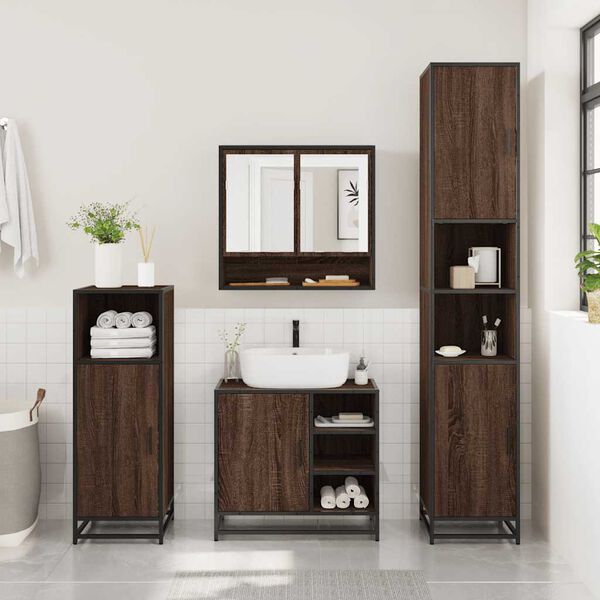 vidaXL Ensemble de meubles de salle de bain 2 pcs Ch&ecirc;ne marron