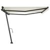 vidaXL Auvent manuel r&eacute;tractable sur pied 450x350 cm Cr&egrave;me