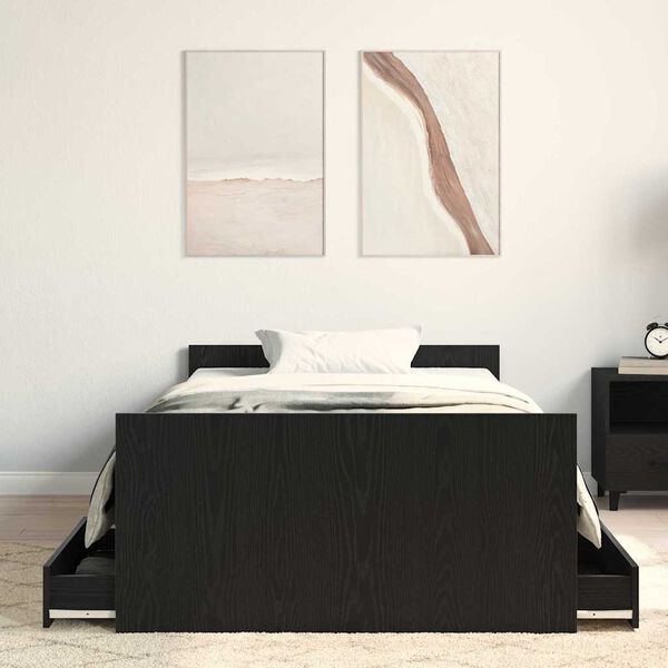 vidaXL Cadre de lit Ch&ecirc;ne noir 90 x 190 cm Bois d'ing&eacute;nierie
