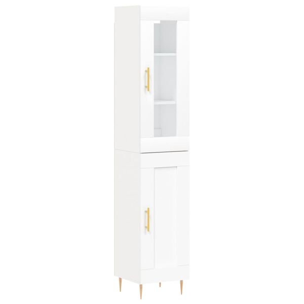 vidaXL Buffet haut Blanc 34,5x34x180 cm Bois d'ing&eacute;nierie