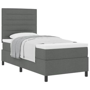vidaXL Lit &agrave; ressorts avec matelas Gris fonc&eacute; 90 x 190 cm tissu