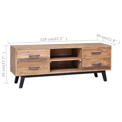 vidaXL Meuble TV 120x30x45 cm Bois de teck solide