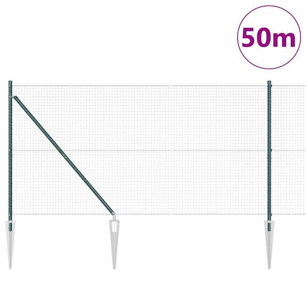 vidaXL Poteau de cl&ocirc;ture. Vert 50 x 1,4 m (maille de 25 x 25 mm)