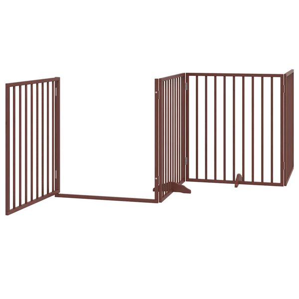 vidaXL Porte pour chien pliable &agrave; 4 panneaux, marron, 320 cm, bois de peuplier