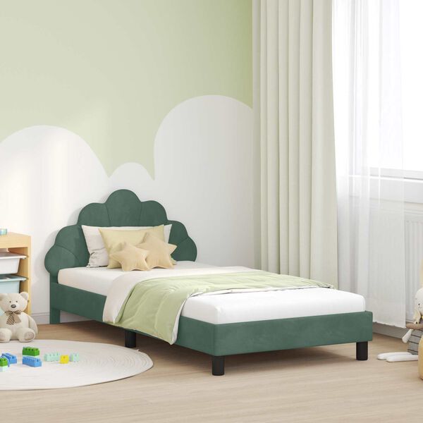 vidaXL Cadre de lit pour enfants avec t&ecirc;te de lit Vert Mer 90 x 190 cm