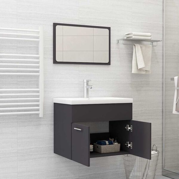 vidaXL Ensemble de meubles de salle de bain 2 pcs Gris