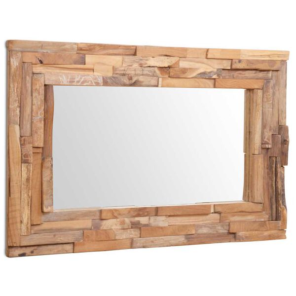 vidaXL Miroir décoratif Teck 90x60 cm Rectangulaire