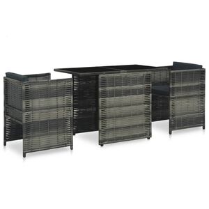 vidaXL Ensemble de bistro 3 pcs avec coussins R&eacute;sine tress&eacute;e Gris