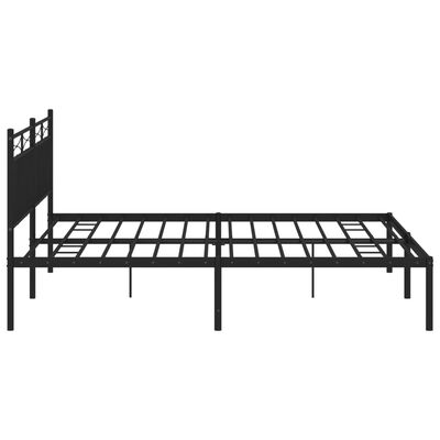 vidaXL Cadre de lit métal avec tête de lit noir 180x200 cm
