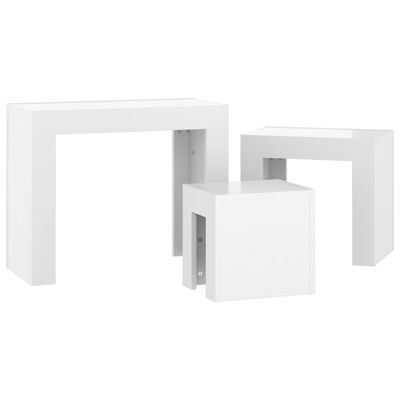 vidaXL Tables basses gigognes 3 pcs Blanc brillant Bois d'ingénierie