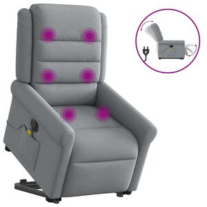 vidaXL Fauteuil inclinable de massage &eacute;lectrique Gris clair Tissu