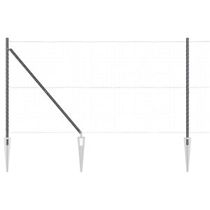vidaXL Piquet de cl&ocirc;ture &agrave; enfoncer au sol 13 pc Gris