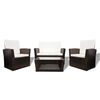 vidaXL Salon de jardin 4 pcs avec coussins R&eacute;sine tress&eacute;e Marron