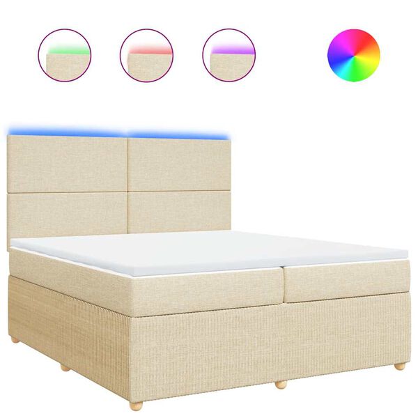 vidaXL Sommier &agrave; lattes de lit avec matelas Cr&egrave;me 200x200 cm Tissu