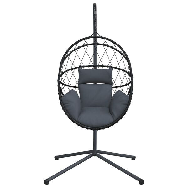 vidaXL Chaise suspendue en forme d'&oelig;uf avec support anthracite