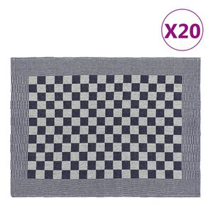 vidaXL Serviettes de cuisine 20 pcs bleu et blanc 50x70 cm coton