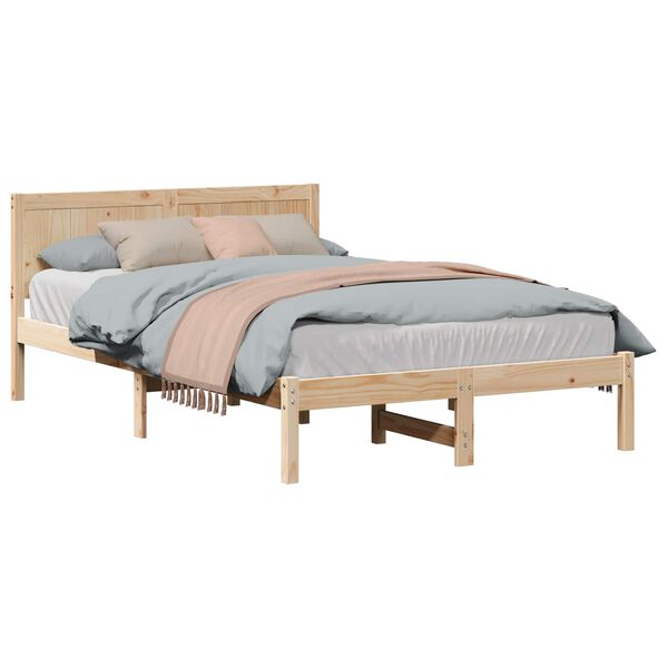 vidaXL Cadre de lit Marron 140 x 190 cm Bois de pin massif