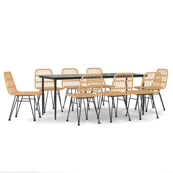 vidaXL Ensemble &agrave; manger de jardin 9 pcs R&eacute;sine tress&eacute;e