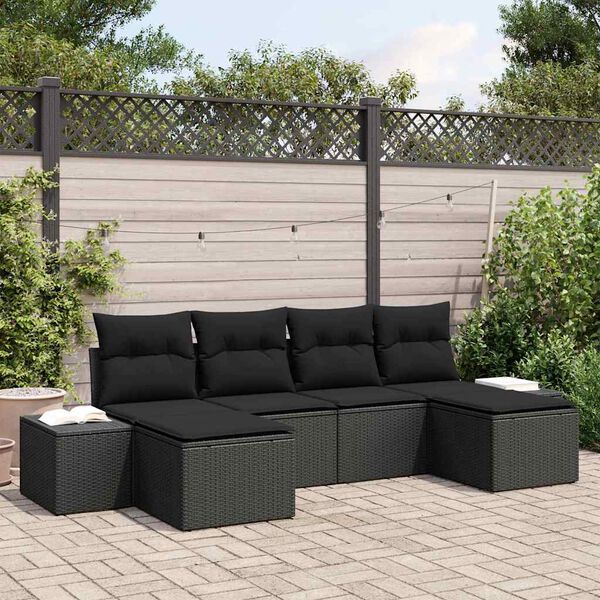 vidaXL Ensemble de canap&eacute; de jardin avec coussin 4 pcs Noir polyrotin