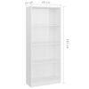 vidaXL Biblioth&egrave;que &agrave; 4 niveaux Blanc brillant Bois d&rsquo;ing&eacute;nierie