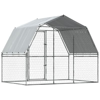 vidaXL Cage pour chiens avec toit et porte argenté acier galvanisé