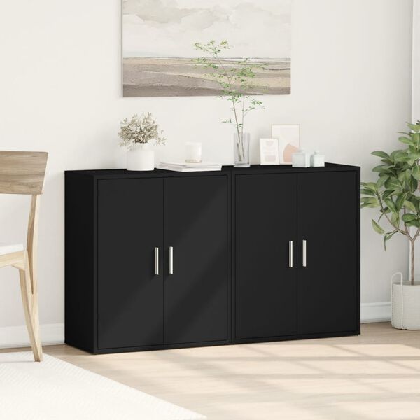 vidaXL Buffets 2 pcs noir 60x31x70 cm bois d'ing&eacute;nierie