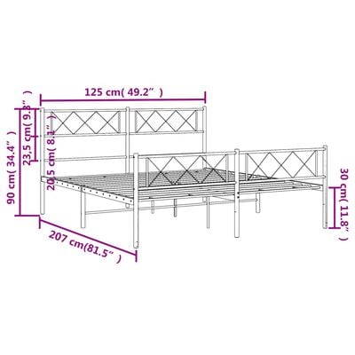 vidaXL Cadre de lit métal sans matelas et pied de lit blanc 120x200 cm