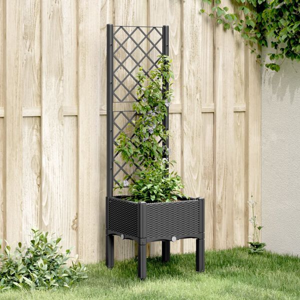vidaXL Jardini&egrave;re avec treillis noir 40x40x142 cm PP