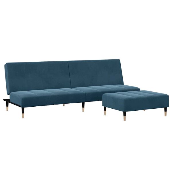 vidaXL Canap&eacute;-lit &agrave; 2 places avec repose-pied vert fonc&eacute; velours