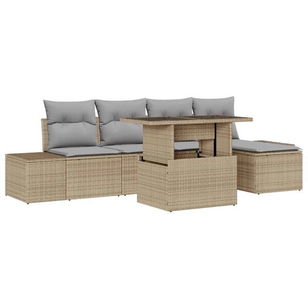 vidaXL Ensemble de canap&eacute; de jardin 6 pcs Beige et Gris clair