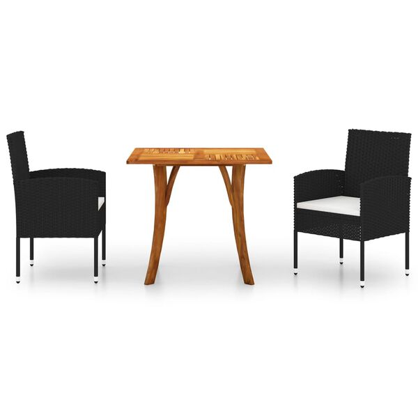 vidaXL Ensemble &agrave; manger de jardin 3 pcs Noir