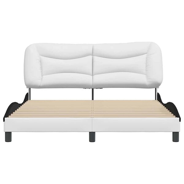 vidaXL Cadre de lit sans matelas Hvar blanc et noir 160x200 cm similicuir