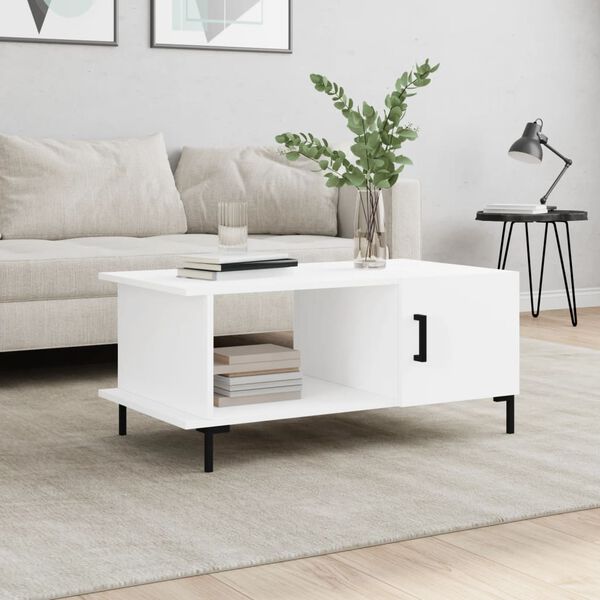 vidaXL Table basse blanc 90x50x40 cm bois d'ing&eacute;nierie