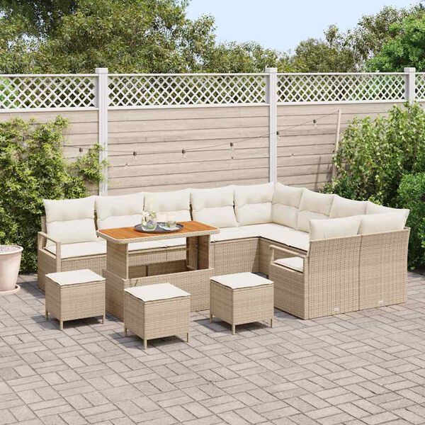 vidaXL Ensemble de canapé de jardin 13 pcs Beige Poly rotin