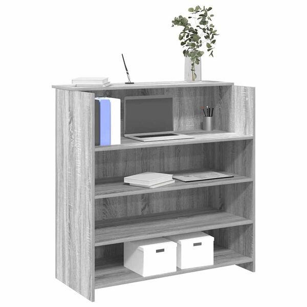 vidaXL Bureau de r&eacute;ception sonoma gris 100x50x103,5 cm bois ing&eacute;nierie