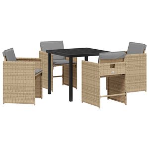 vidaXL Ensemble de salle &agrave; manger pour jardin 5 pcs Beige polyrotin