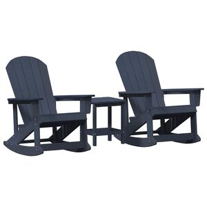 vidaXL Ensemble de salon de jardin 3 pc Bleu marine HDPE