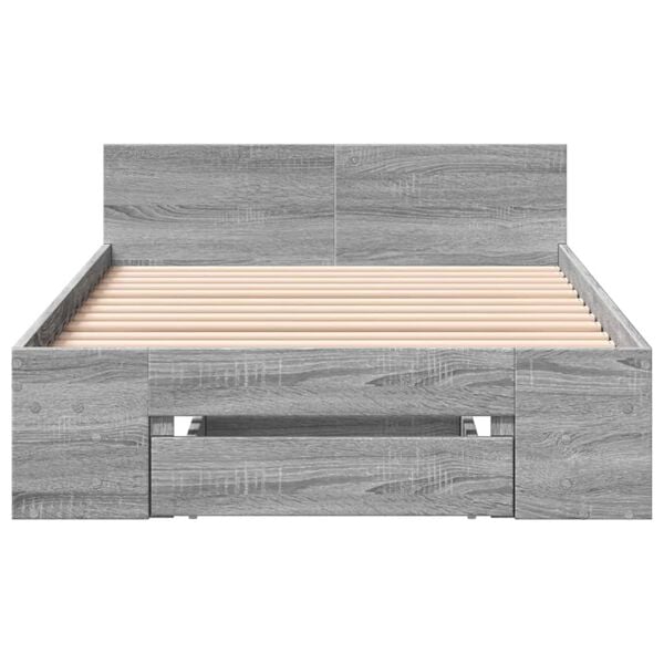 vidaXL Cadre de lit avec tiroir sans matelas sonoma gris 100x200 cm