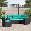 vidaXL Salon de jardin 5 pcs avec coussins noir r&eacute;sine tress&eacute;e