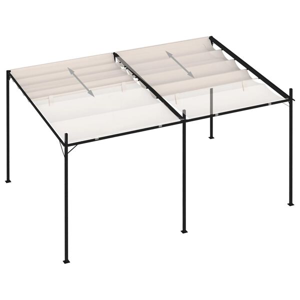 vidaXL Belv&eacute;d&egrave;re avec toit r&eacute;tractable 400x300x233 cm Cr&egrave;me
