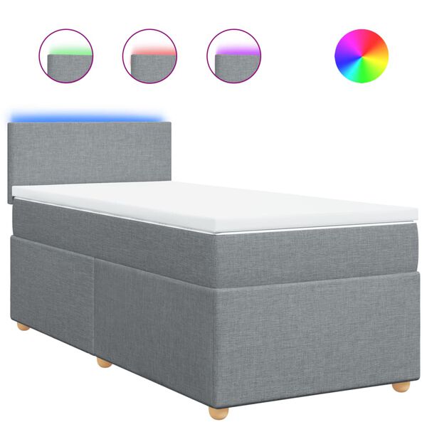 vidaXL Sommier &agrave; lattes de lit et matelas Gris clair 90x190 cm Tissu