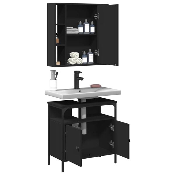 vidaXL Ensemble de meubles salle de bain 2 pcs noir bois d'ing&eacute;nierie