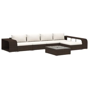 vidaXL Salon de jardin 8 pcs avec coussins r&eacute;sine tress&eacute;e marron