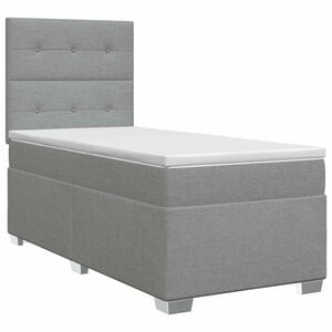 vidaXL Lit boxspring avec matelas Gris clair 80 x 200 cm Tissu