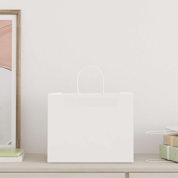 vidaXL Sacs en papier 250 pcs avec poign&eacute;es blanc 32x22x24 cm